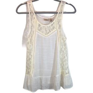 Mudd S ivory w lace BOHO sleeveless A-line blouse